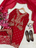 Beautiful FAUX GEORGETTE with Zari & Sequins Embroidery Work Salwar Kameez