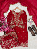 Beautiful FAUX GEORGETTE with Zari & Sequins Embroidery Work Salwar Kameez