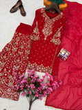 Beautiful FAUX GEORGETTE with Zari & Sequins Embroidery Work Salwar Kameez