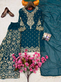Beautiful FAUX GEORGETTE with Zari & Sequins Embroidery Work Salwar Kameez