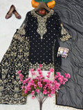 Beautiful FAUX GEORGETTE with Zari & Sequins Embroidery Work Salwar Kameez
