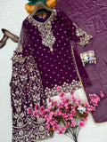 Beautiful FAUX GEORGETTE with Zari & Sequins Embroidery Work Salwar Kameez