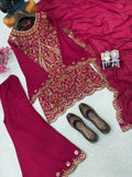 Beautiful Vichitra Silk with 5mm sequins & zari & thread embroidery work Salwar Kameez