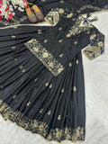 Natural Crep Silk with 5mm Sequence Work Multi Needle Embroidery Work & Zari Work Top Lehenga Dupatta Set