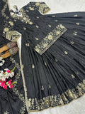 Natural Crep Silk with 5mm Sequence Work Multi Needle Embroidery Work & Zari Work Top Lehenga Dupatta Set