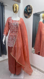 HEAVY GOLD CRUSH WITH EMBROIDERY SEQUENCE WORK SALWAR KAMEEZ