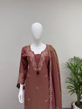 DESIGNER MIRROR EMBROIDERED WORKED TOP PANT WITH DUPATTA
