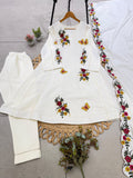 FESTIVE WEAR BEAUTIFUL KURTI WITH EMBROIDERY WORK PANT AND DUPATTA