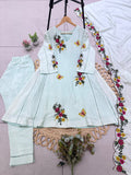 FESTIVE WEAR BEAUTIFUL KURTI WITH EMBROIDERY WORK PANT AND DUPATTA