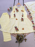 FESTIVE WEAR BEAUTIFUL KURTI WITH EMBROIDERY WORK PANT AND DUPATTA