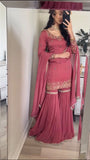 Pure Heavy Chinnon Silk With Heavy Embroidery Work With Moti Handwork Salwar Kameez