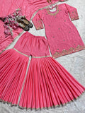 Pure Heavy Chinnon Silk With Heavy Embroidery Work With Moti Handwork Salwar Kameez