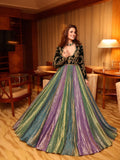 NEW MULTI COLOUR VELVET DESIGNER ANARKALI GOWN
