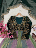 NEW MULTI COLOUR VELVET DESIGNER ANARKALI GOWN