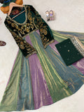 NEW MULTI COLOUR VELVET DESIGNER ANARKALI GOWN