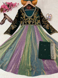 NEW MULTI COLOUR VELVET DESIGNER ANARKALI GOWN