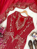 Premium CHINON with Beautiful Zari & 5mm sequins embroidery work & Fully Stitch Salwar Kameez
