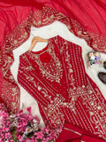 Premium CHINON with Beautiful Zari & 5mm sequins embroidery work & Fully Stitch Salwar Kameez