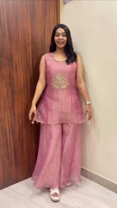 Salsa silk with Hand work With attached ginni lace Co Ord Set
