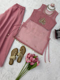 Salsa silk with Hand work With attached ginni lace Co Ord Set