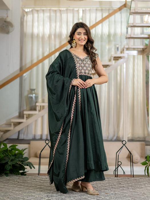Heavy Neutral Crep material With Embroidery Work Salwar Kameez