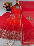 New Designer Faux Georgette With Embroidery Sequins WorkSalwar Kameez With Dupatta Set