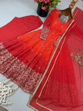 New Designer Faux Georgette With Embroidery Sequins WorkSalwar Kameez With Dupatta Set