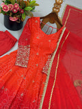 New Designer Faux Georgette With Embroidery Sequins WorkSalwar Kameez With Dupatta Set