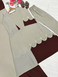 New Designer Party Wear Look Pur Roman Silk Kaftan Dress & Palazzo With Dupatta set