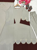 New Designer Party Wear Look Pur Roman Silk Kaftan Dress & Palazzo With Dupatta set