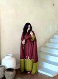 New Designer Party Wear Look Pur Roman Silk Kaftan Dress & Palazzo With Dupatta set