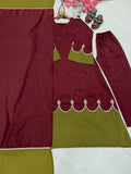 New Designer Party Wear Look Pur Roman Silk Kaftan Dress & Palazzo With Dupatta set