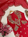 Premium CHINON with Beautiful Thread &amp; 5mm sequins embroidery work & Fully Stitch Blouse Salwar Kameez