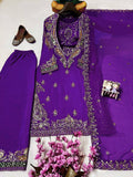 Premium CHINON with Beautiful Thread &amp; 5mm sequins embroidery work & Fully Stitch Blouse Salwar Kameez