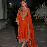 Premium CHINON with Beautiful Thread &amp; 5mm sequins embroidery work & Fully Stitch Blouse Salwar Kameez