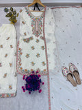 DESIGNER WEAR SEQUENCE EMBROIDERY ON SILK FABRIC TOP AND PLAZZO WITH DUPATTA
