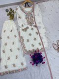 DESIGNER WEAR SEQUENCE EMBROIDERY ON SILK FABRIC TOP AND PLAZZO WITH DUPATTA