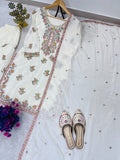 DESIGNER WEAR SEQUENCE EMBROIDERY ON SILK FABRIC TOP AND PLAZZO WITH DUPATTA