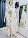 DESIGNER WEAR SEQUENCE EMBROIDERY ON SILK FABRIC TOP AND PLAZZO WITH DUPATTA