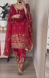 Heavy Natural Crep Silk Material With 5mm Sequence Embroidery Work Top pent and Dupatta
