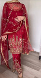 Heavy Natural Crep Silk Material With 5mm Sequence Embroidery Work Top pent and Dupatta