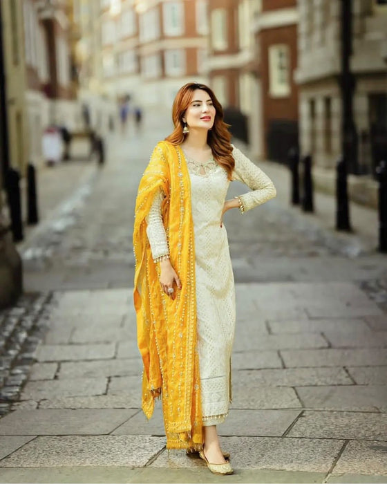 New Designer Party Wear Look Heavy Faux Georgette Top Bottom & Dupatta Set