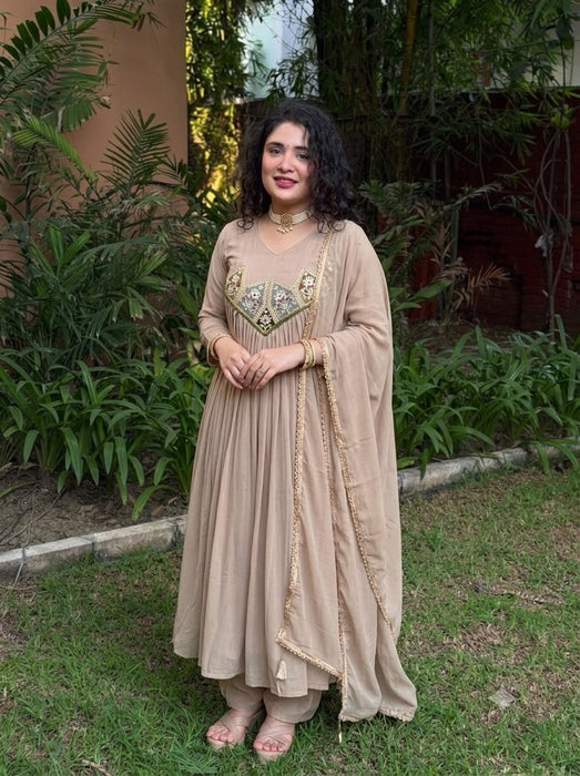 Pure Mul Chanderiy With Embroidery 3mm Sequence & Coding Dori Work With Hand-Work Salwar Kameez