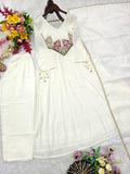 Pure Mul Chanderiy With Embroidery 3mm Sequence & Coding Dori Work With Hand-Work Salwar Kameez