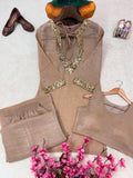 Beautiful crunchy silk with 5mm Siquence and zari Work & With Golden hanging Salwar Kameez
