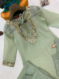 Beautiful crunchy silk with 5mm Siquence and zari Work & With Golden hanging Salwar Kameez