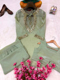 Beautiful crunchy silk with 5mm Siquence and zari Work & With Golden hanging Salwar Kameez