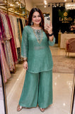 Beautiful crunchy silk with 5mm Siquence and zari Work & With Golden hanging Salwar Kameez