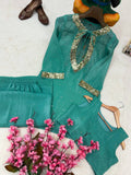 Beautiful crunchy silk with 5mm Siquence and zari Work & With Golden hanging Salwar Kameez