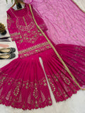 New Designer Party Wear Look Top Sharara Plazzo and Dupatta